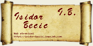Isidor Becić vizit kartica